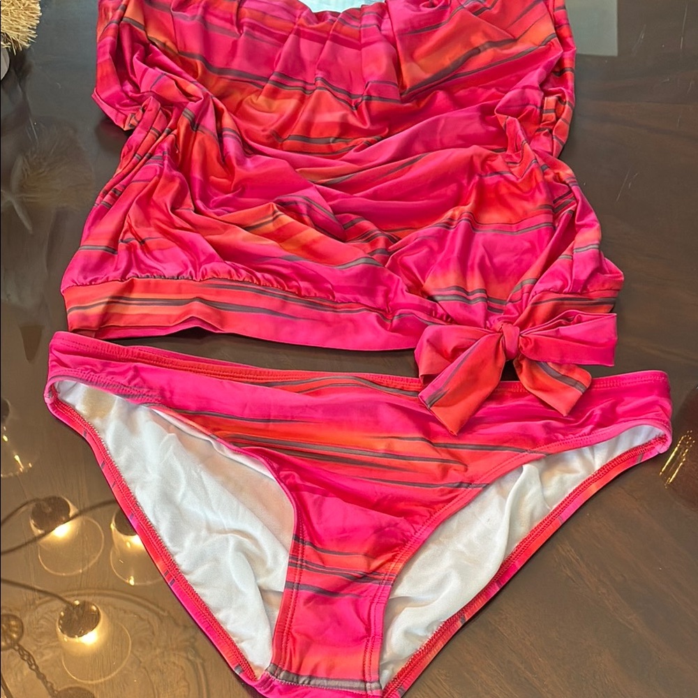 Athena Pink and Orange Bikini with Ruched Sides